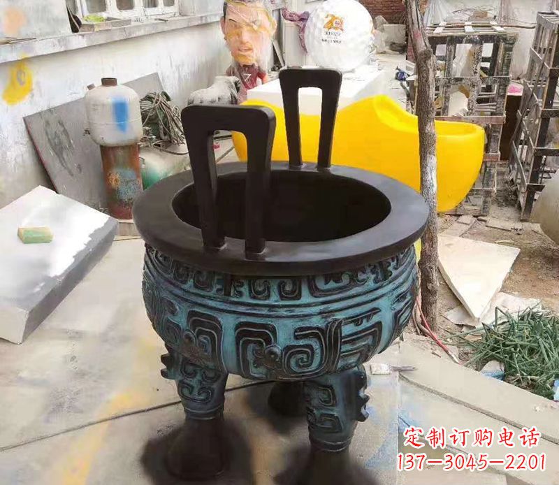 东营寺庙圆型铜雕香炉