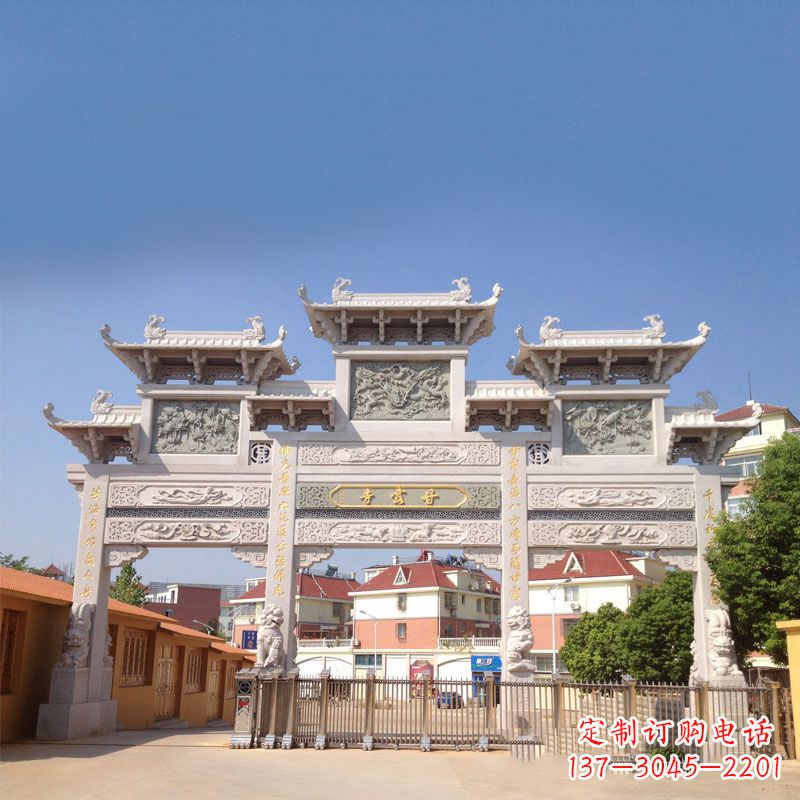 东营寺院大门石雕牌楼