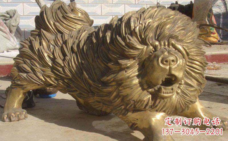 东营松狮犬动物铜雕