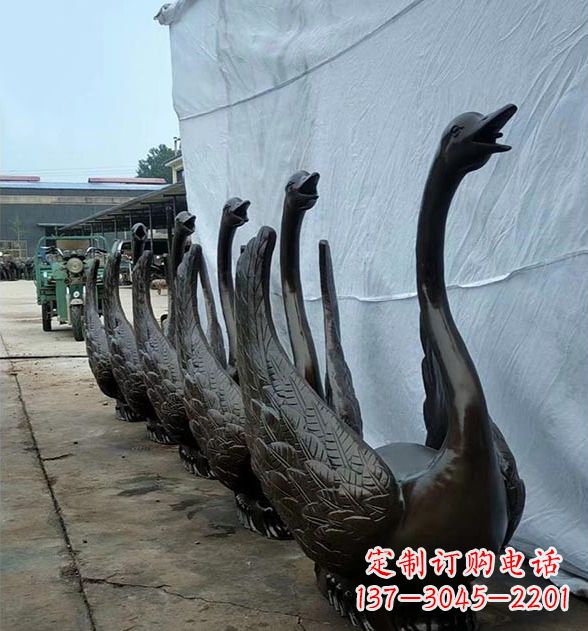 东营天鹅喷泉铜雕,园林喷泉水景流水组件