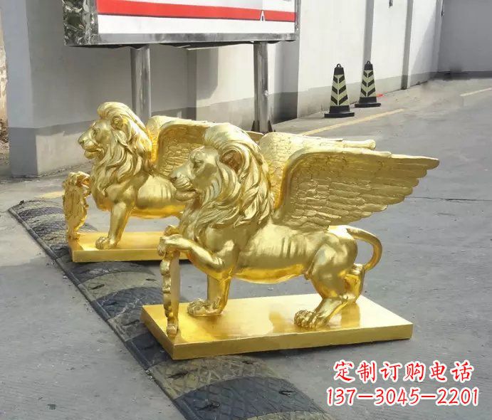 东营贴金圣马可飞狮铜雕