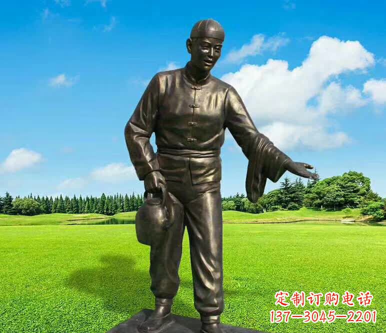 东营铜雕店小二人物雕塑1