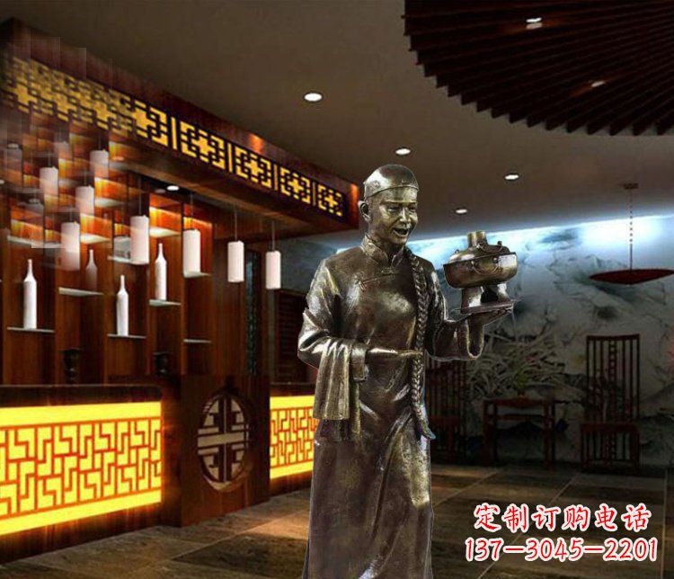 东营铜雕店小二小品人物雕塑