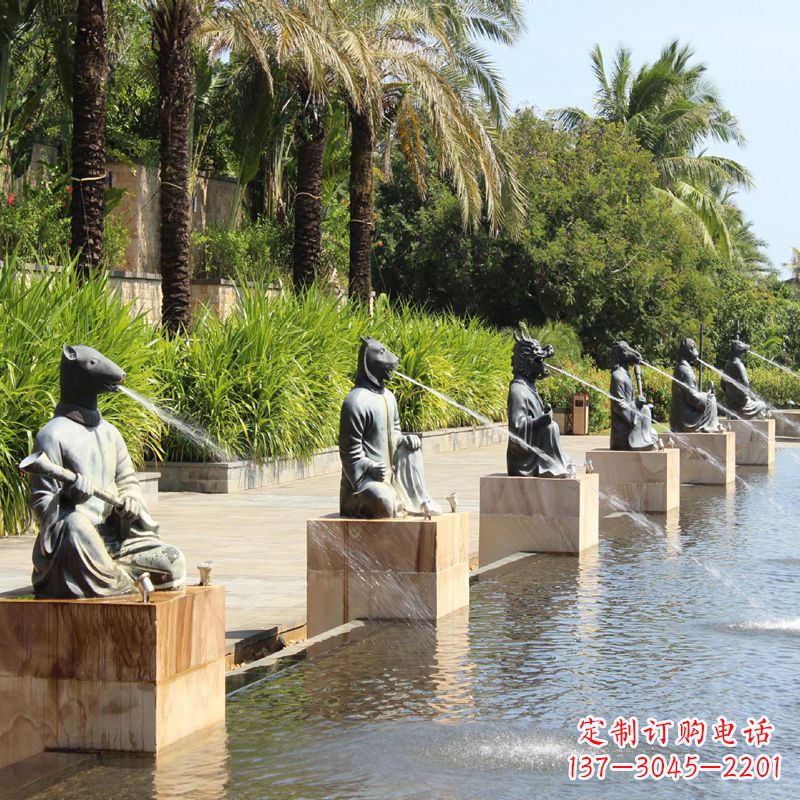 东营铜雕动物喷泉景观雕塑