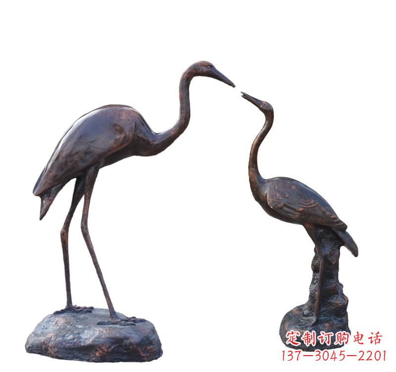 东营铜雕动物仙鹤