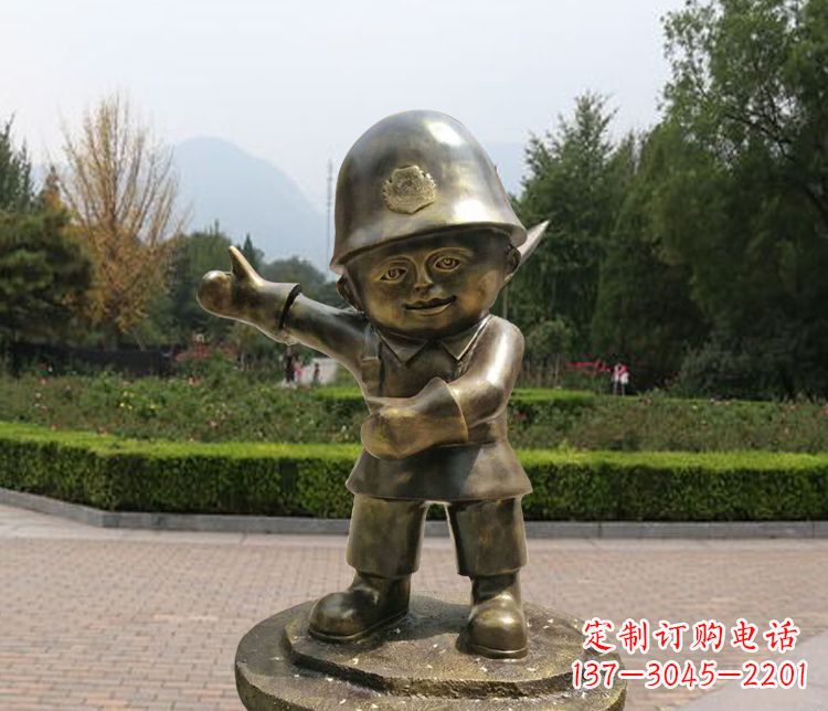 东营铜雕儿童交通警察