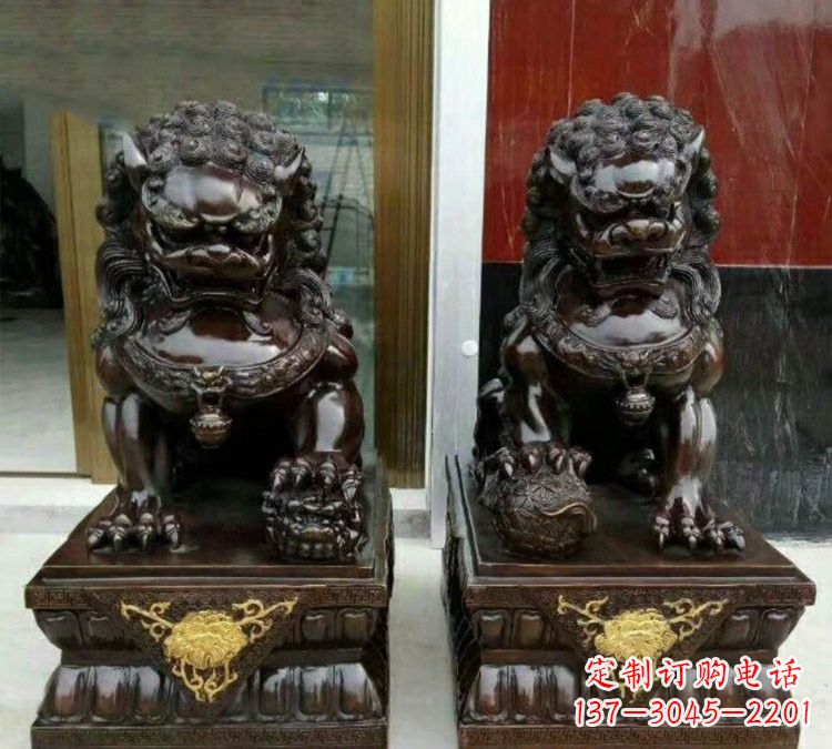 东营铜雕故宫狮子