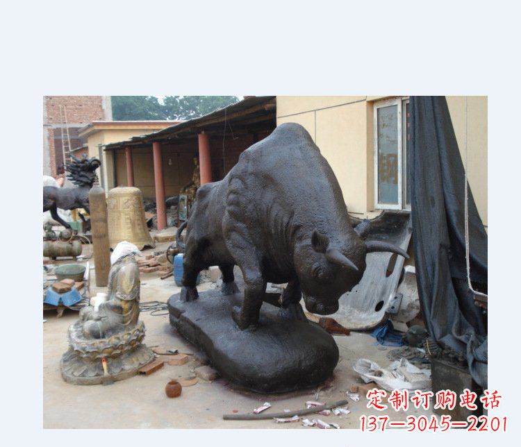 东营铜雕广场水牛动物雕塑