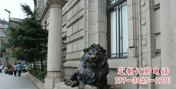 东营铜雕跪姿狮子