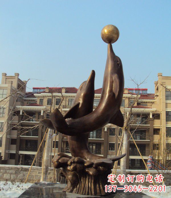 东营铜雕海豚雕塑 (2)