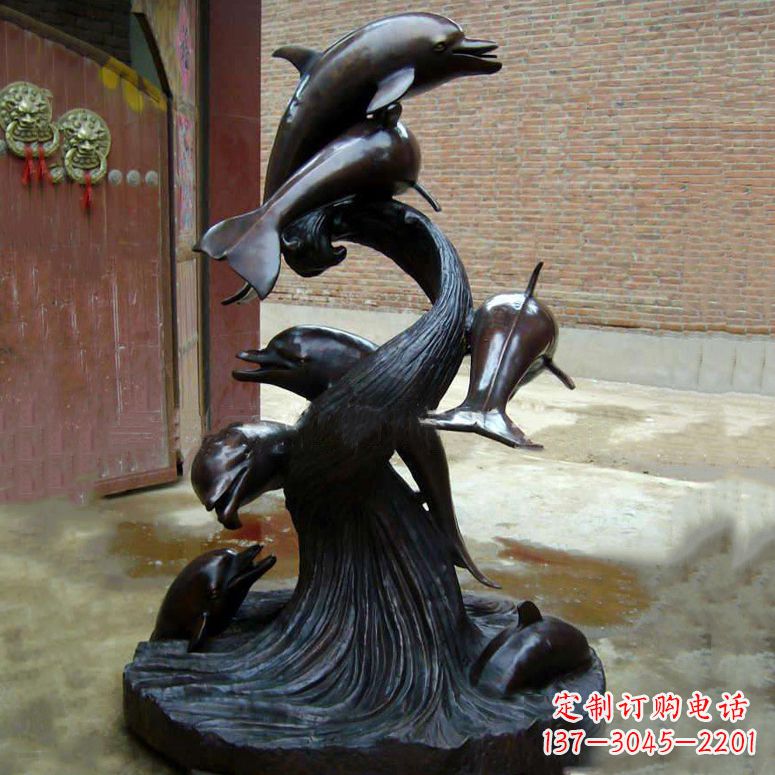 东营铜雕海豚景观雕塑