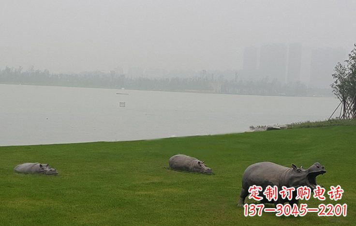 东营铜雕河马公园动物雕塑