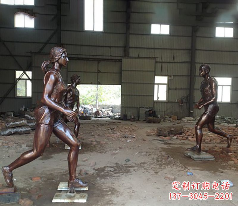 东营铜雕跑步女生