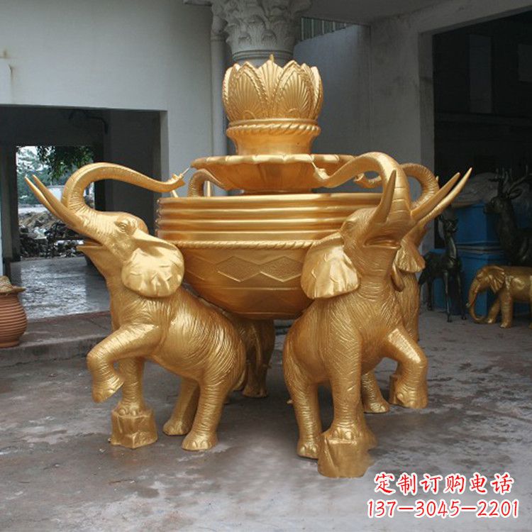 东营铜雕喷水大象雕塑
