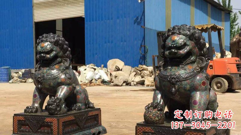 东营铜雕企业招财狮子雕塑摆件