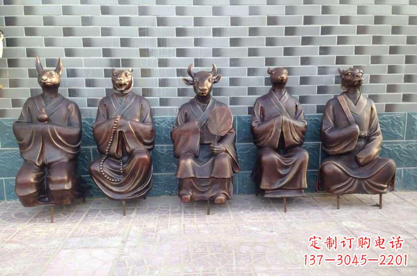 东营铜雕兽首人身十二生肖雕塑