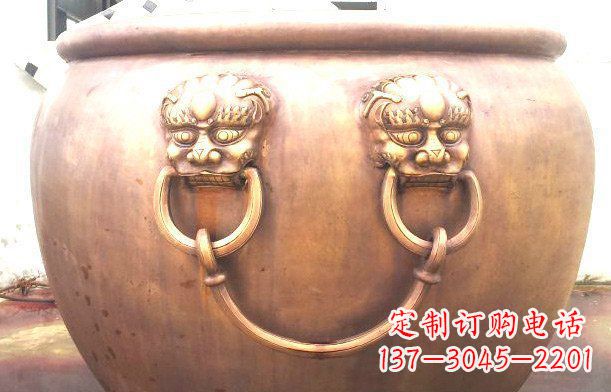 东营铜雕水缸寺庙景观雕塑_1
