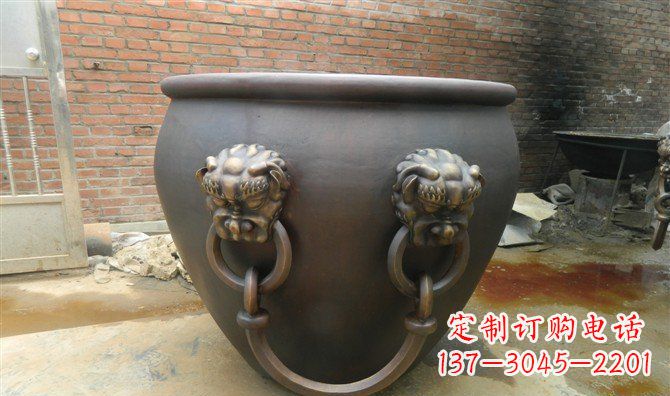 东营铜雕水缸寺庙景观雕塑_2