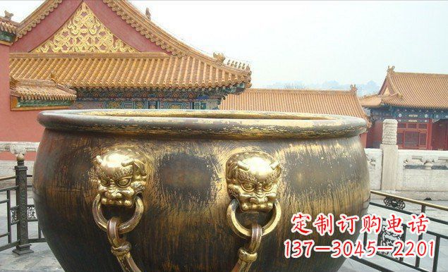 东营铜雕水缸寺庙景观雕塑 (2)
