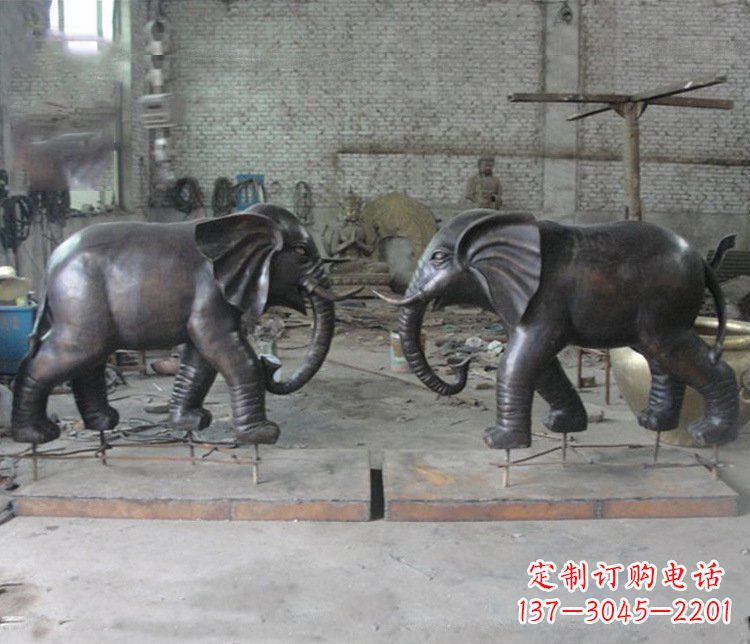 东营铜雕园林动物大象雕塑 (2)