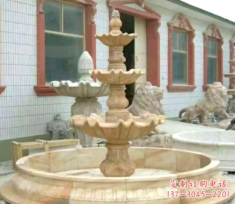 东营晚霞红大型喷泉石雕 (3)