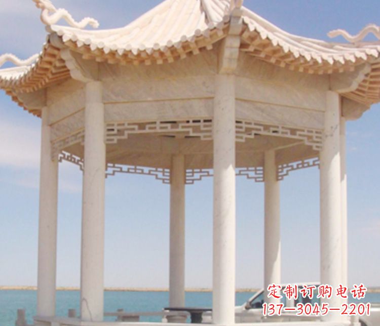 东营晚霞红单层凉亭石雕