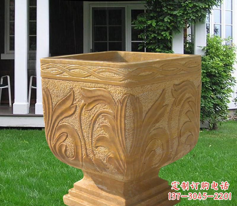东营晚霞红雕刻景观花盆雕塑