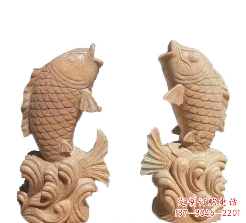 东营晚霞红公园喷水鲤鱼石雕