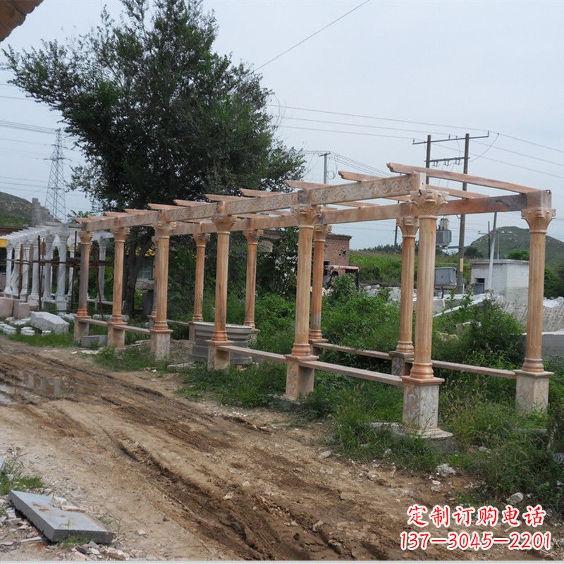 东营晚霞红石雕花架长廊