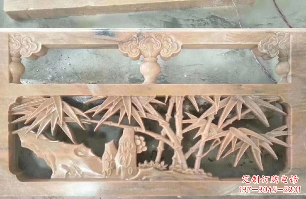 东营晚霞红石浮雕栏板户外摆件园林景观雕塑