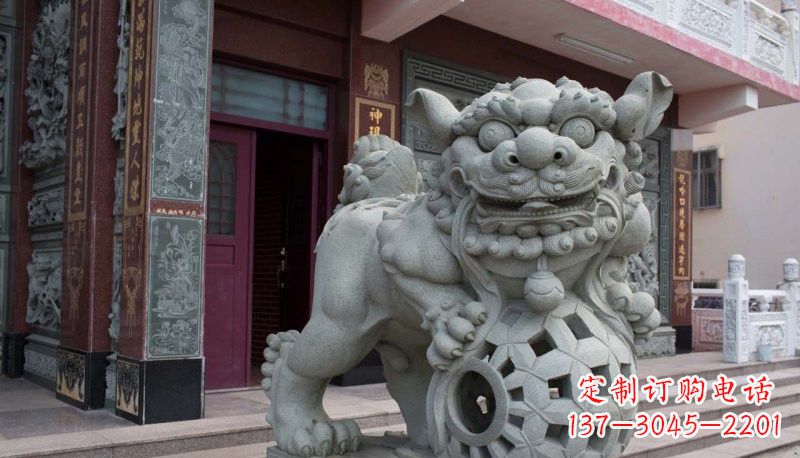 东营网球狮石雕南方狮子雕塑
