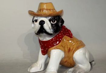 东营任性可爱的牛仔造型斗牛犬雕塑