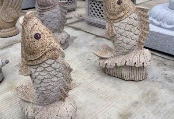 东营花岗岩石雕-鲤鱼雕塑