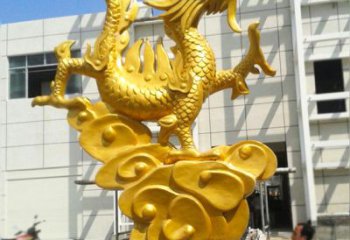 东营鎏金青铜龙雕，璀璨造型，象征力量！