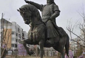 东营精致雕刻成吉思汗青铜骑马