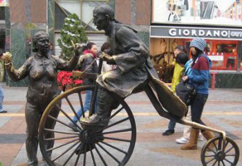 东营骑自行车铜雕，精美的艺术礼物