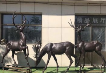 东营群鹿铜雕塑，艺术精雕细琢