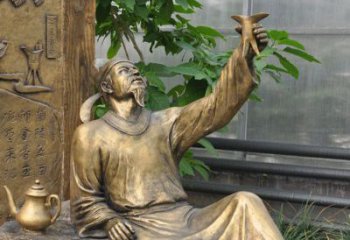 东营象征文学大师李白的铜雕像