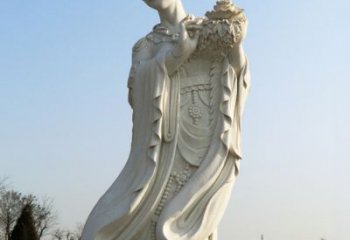 东营古典美女雕塑——十二花神之四月牡丹杨玉环汉白玉