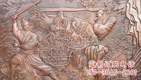 东营闻鸡起舞黄铜壁画铜浮雕