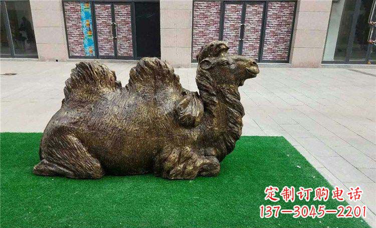 东营卧着的骆驼动物铜雕
