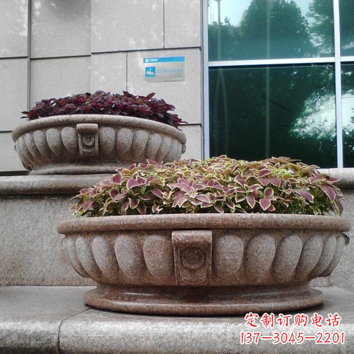 东营小区花岗岩石雕花盆