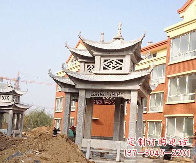 东营小区景观大理石凉亭石雕