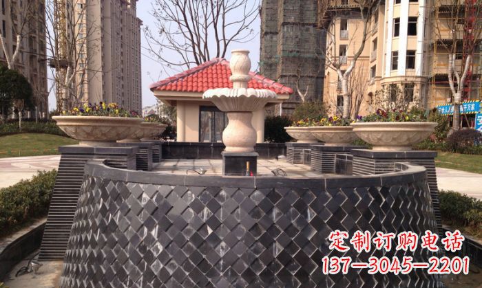 东营小区景观大理石喷泉石雕 (3)