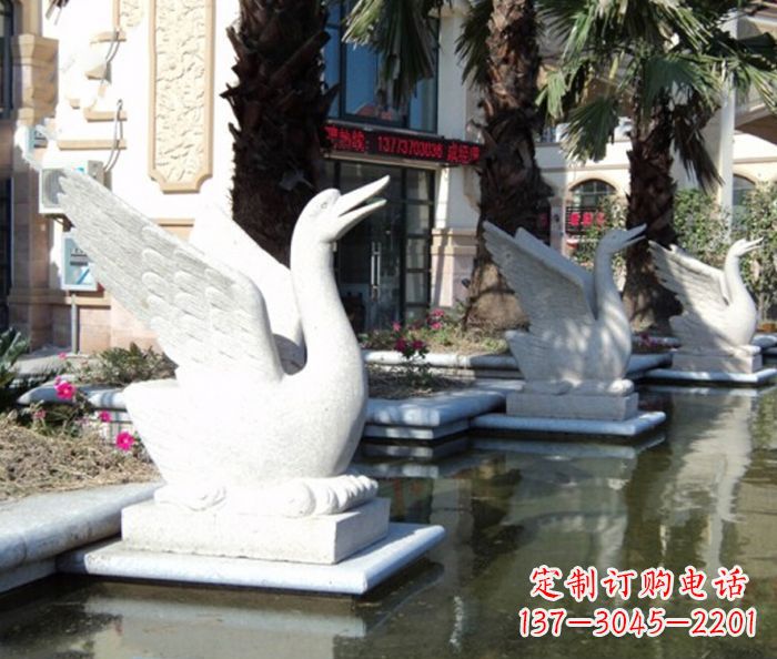 东营小区景观大理石天鹅喷泉石雕