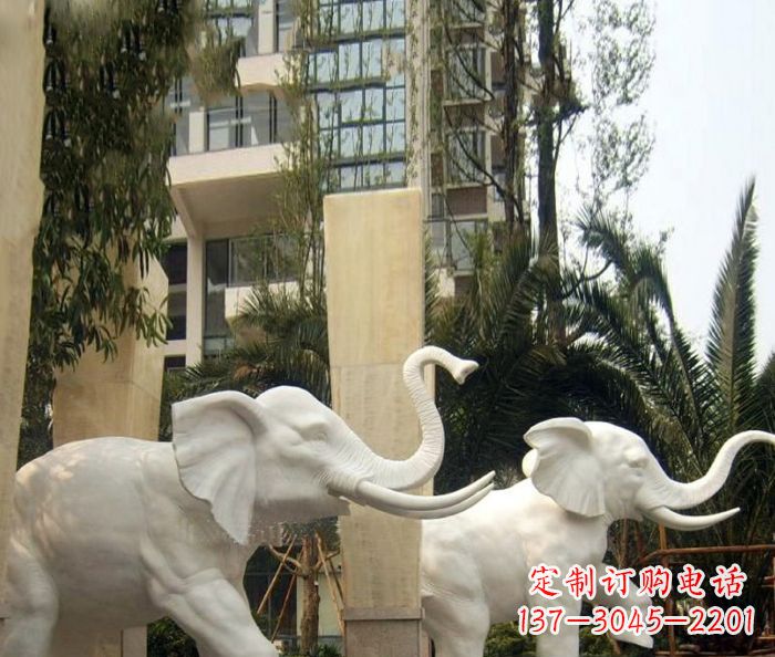 东营小区景观汉白玉大象石雕