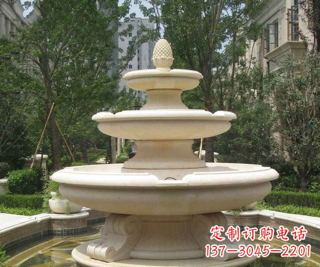 东营小区景观晚霞红多层喷泉石雕