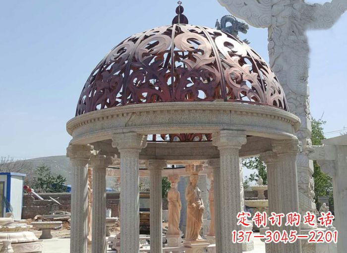 东营小区欧式圆顶凉亭石雕 (3)