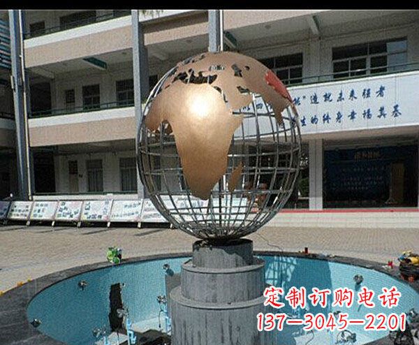 东营校园不锈钢地球喷泉雕塑