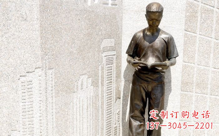 东营校园看书的学生人物铜雕